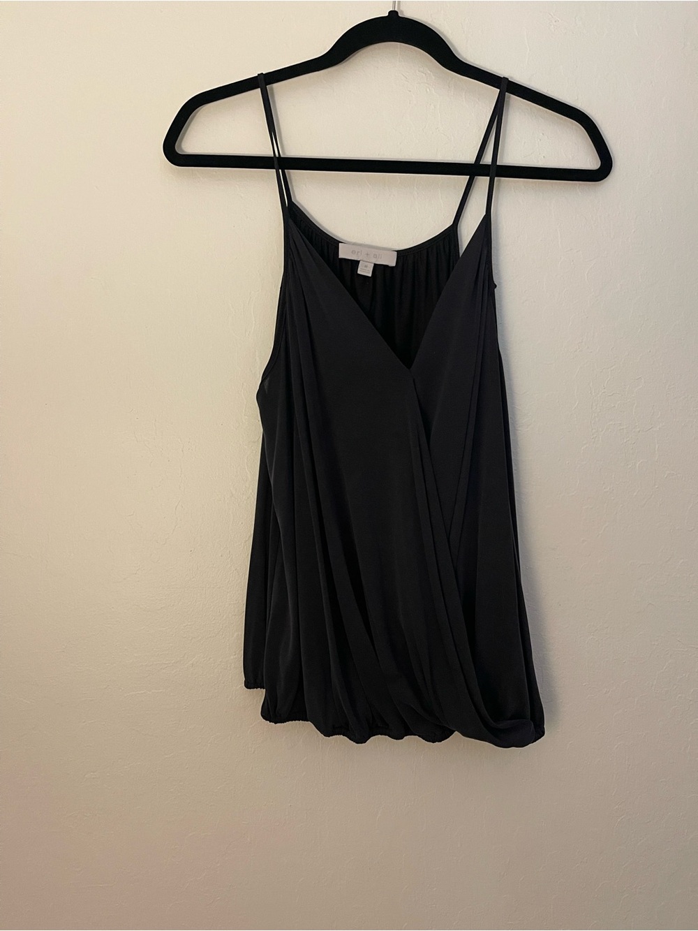 Anthropologie Black Wrap-Front Spaghetti Strap Camisole
